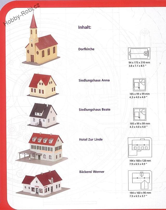 Sada 5 budov nádraží H0 - Piko 61923
