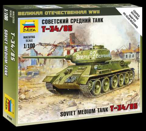 Zacvakávací model tanku T34-85 1:100 - Zvezda 6160