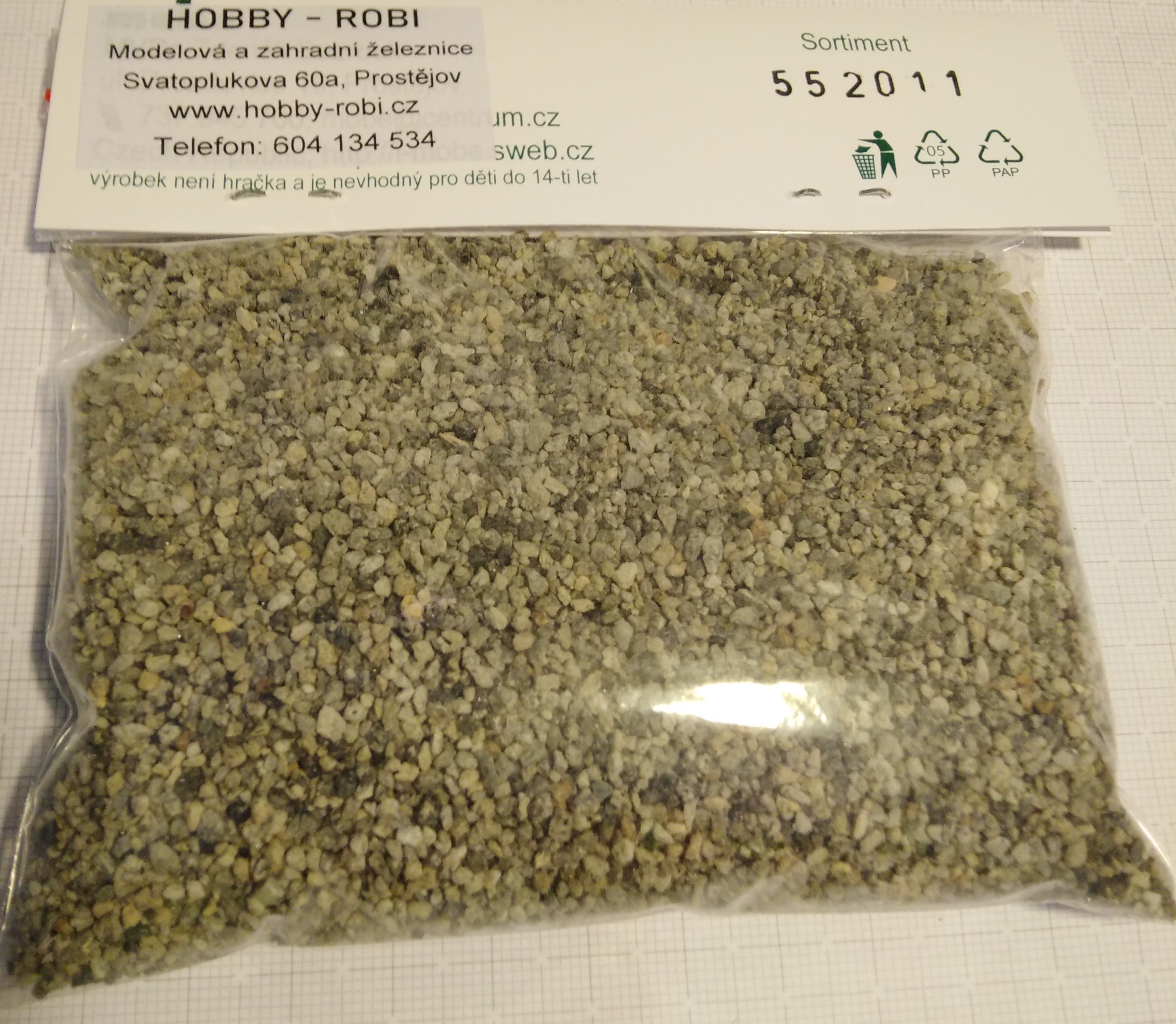 Štěrk přírodní nebarvený H0 - Mobe 552011