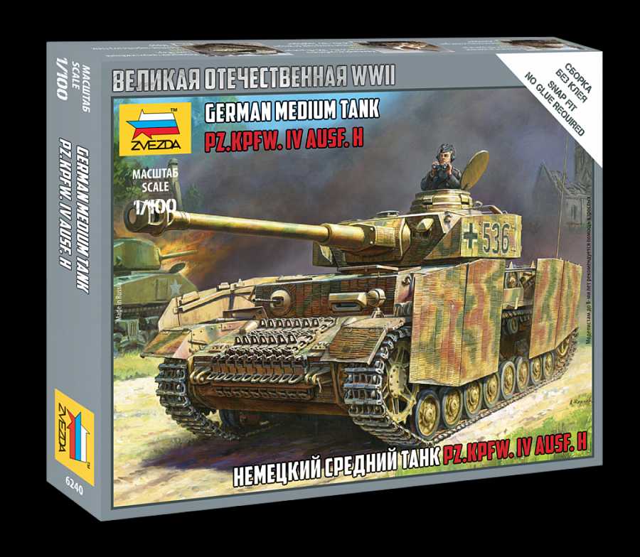Zacvakávací model tanku Panzer IV - H 1:100 - Zvezda 6240