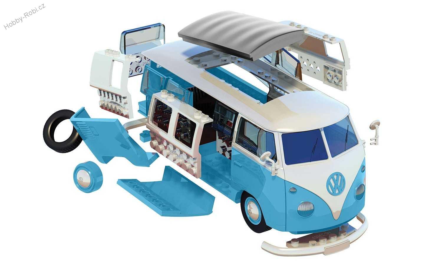 Zacvakávací model auta VW Camper modrý 1:20 - Airfix J6024