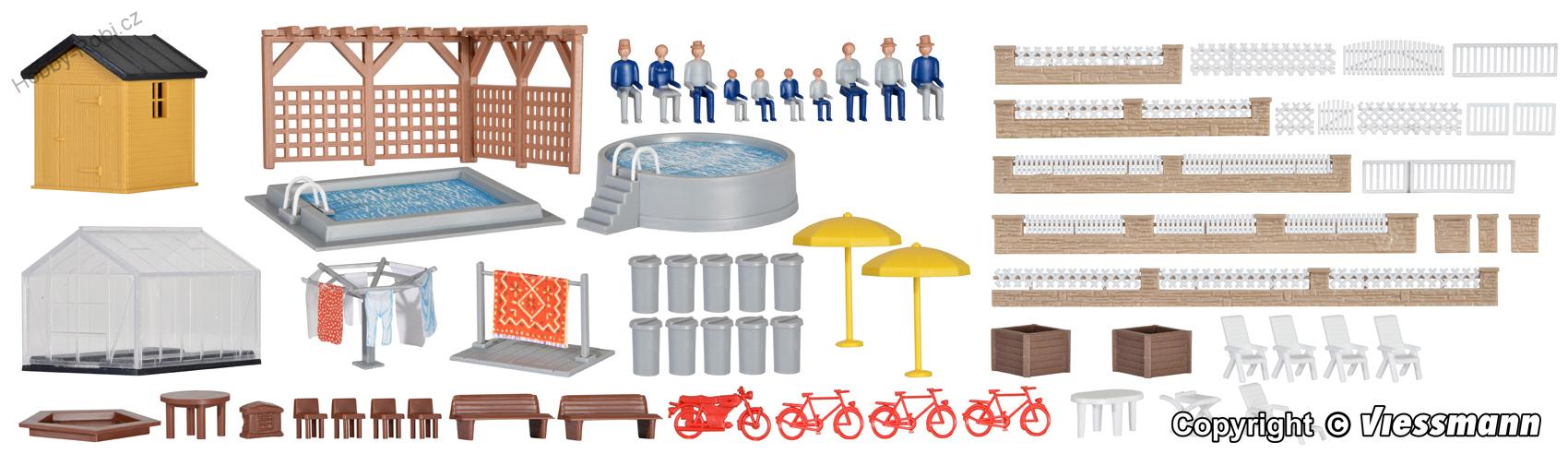 Domovní příslušenství velká sada H0 - Kibri 38100