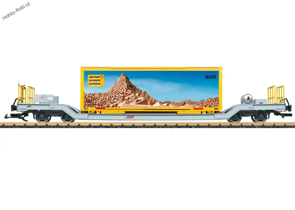 Hlubinný nákladní vůz s poštovním kontejnerem RhB G - LGB 45925