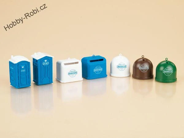 Tříděný odpad a kadibudky H0/TT - Auhagen 42593