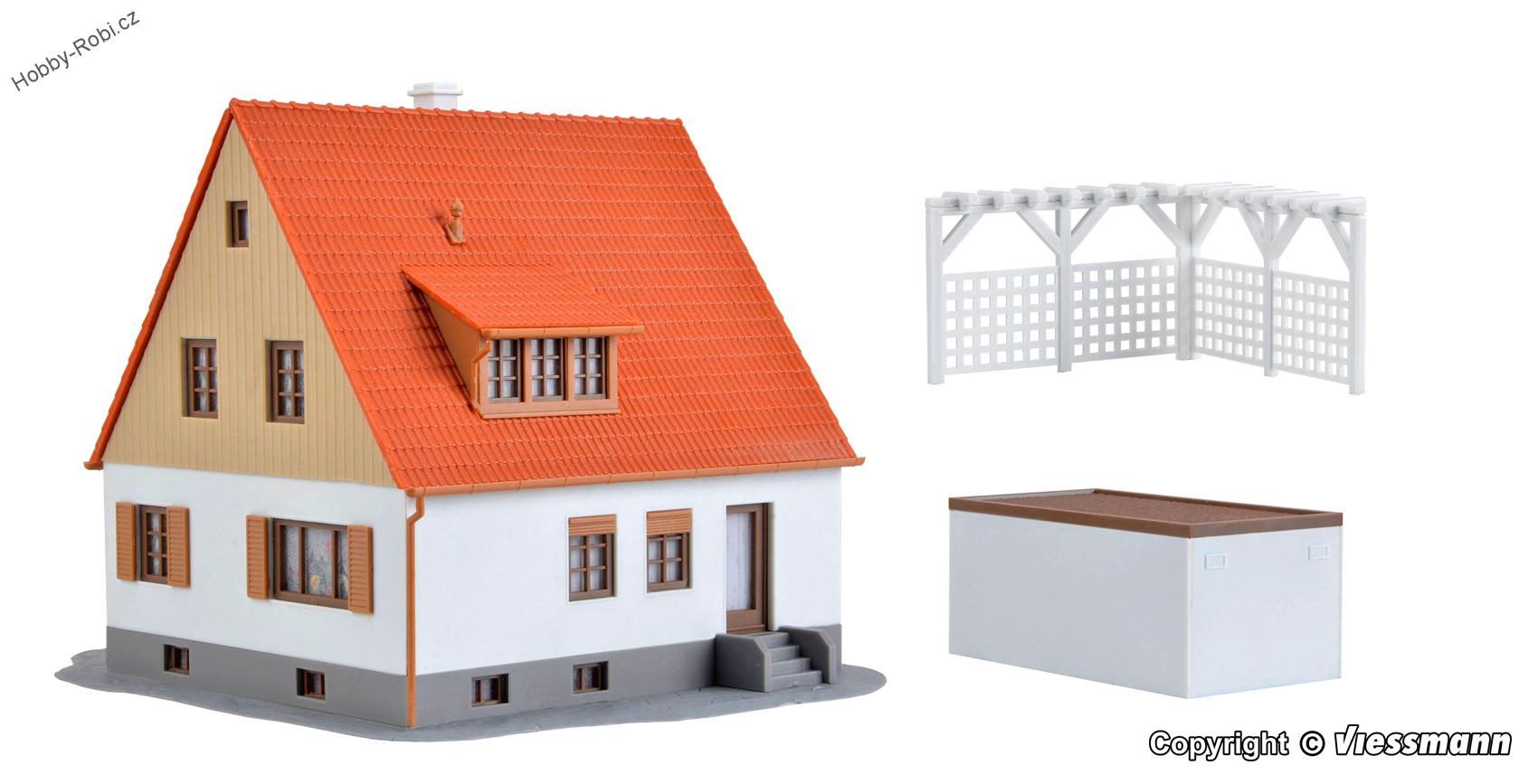 Rodinný domek s terasou a garáží H0 - Kibri 38748