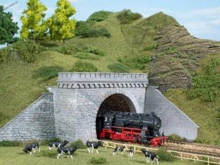 Tunelové portály dvoukolejné se zdmi H0 2 kusy - Auhagen 11343