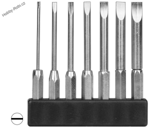 Mini bity šestihran 4 mm sada dlouhých plochých šroubováků 7 kusů - Donau MBS70