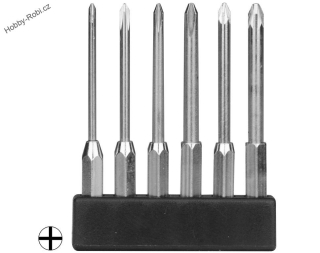 Mini bity šestihran 4 mm sada dlouhých křížových šroubováků 6 kusů - Donau MBS71